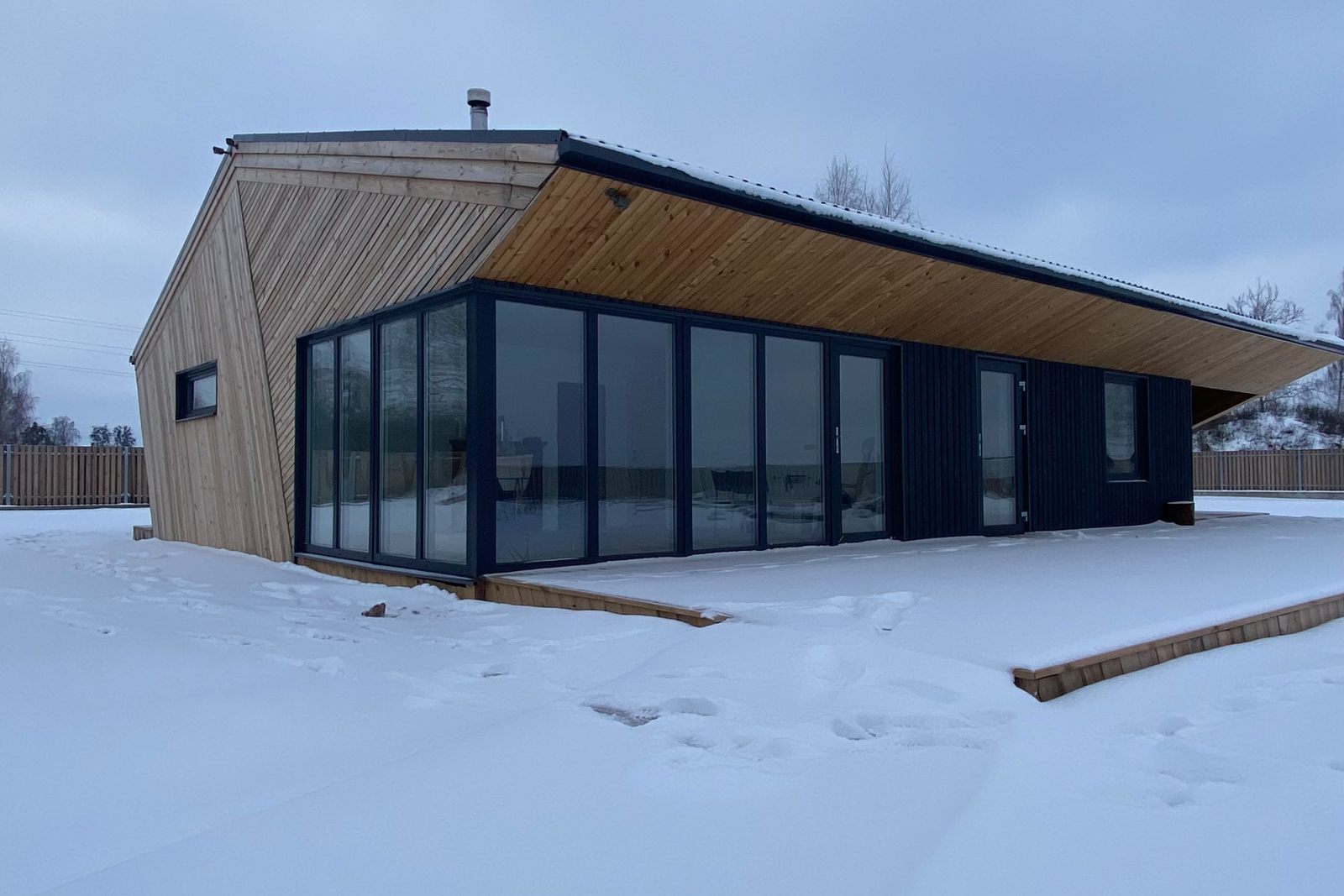 Charred spruce facade on a modern house